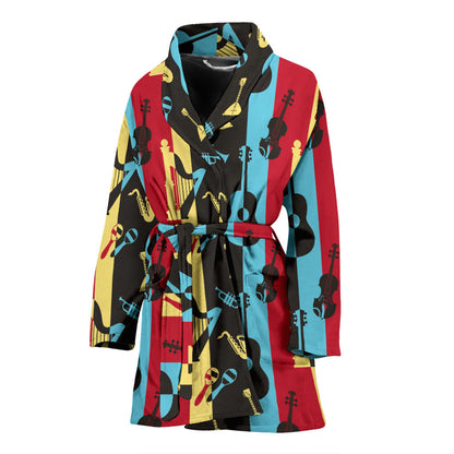 Jazz Pattern Print Design 02 Women Bathrobe