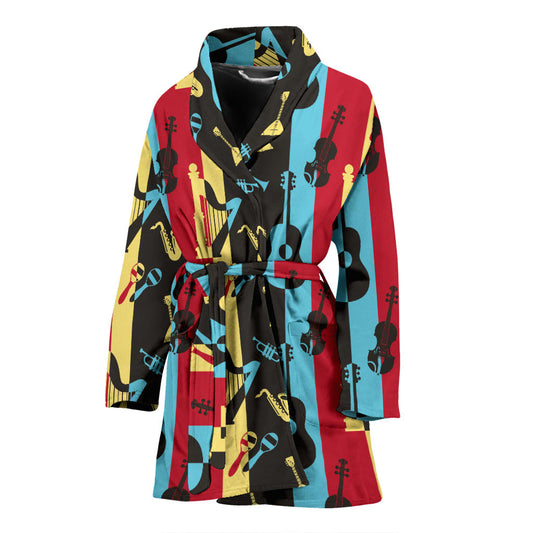 Jazz Pattern Print Design 02 Women Bathrobe
