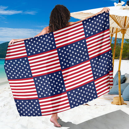 Patriotic US Flag Pattern Print Design A03 Sarong Pareo Wrap