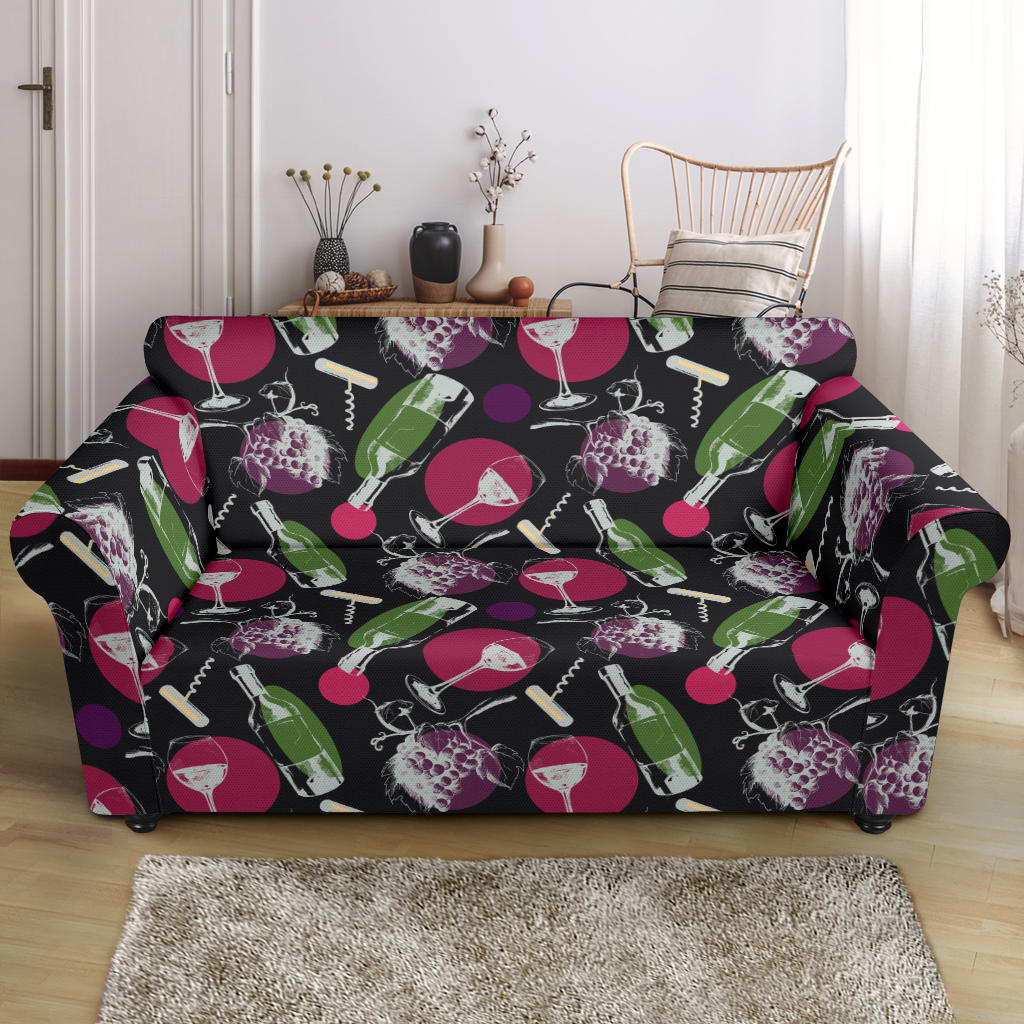 Wine Print Design LKS307 Loveseat Couch Slipcover