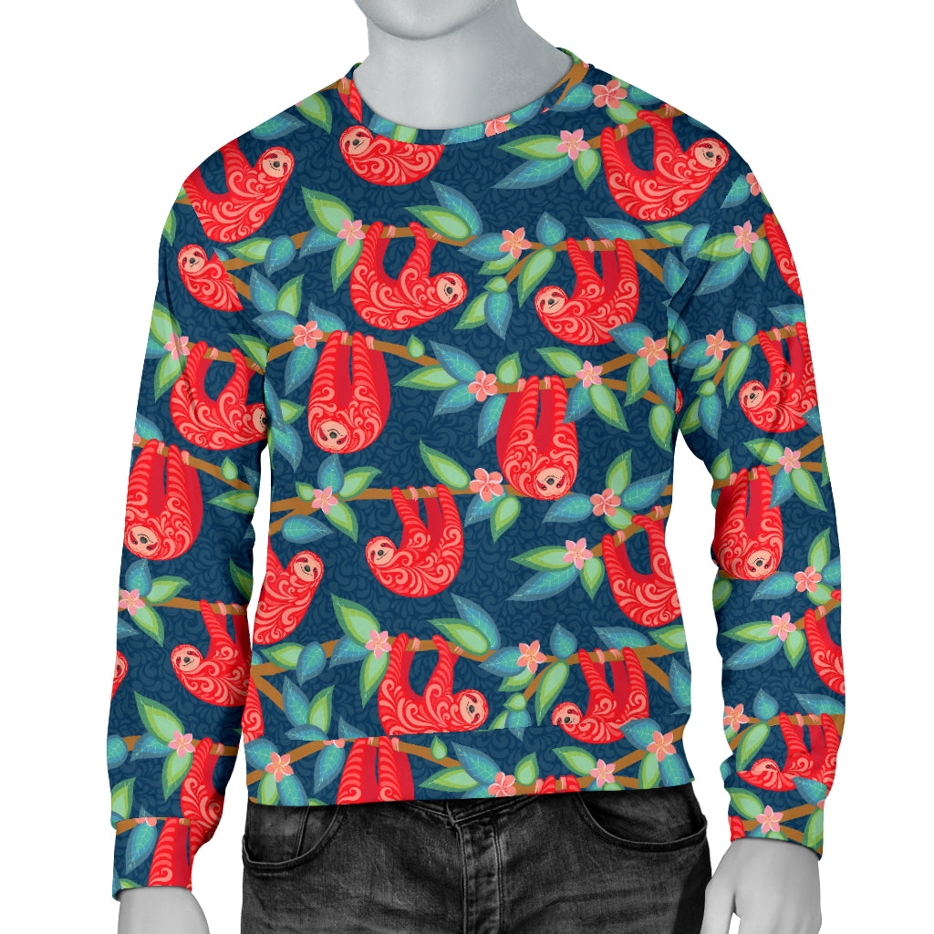Sloth Red Design Themed Print Men Long Sleeve Sweatshirt