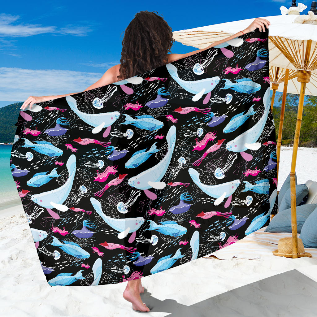 Manatee Pattern Print Design 02 Sarong Pareo Wrap