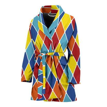 Harlequin Pattern Print Design 01 Women Bathrobe