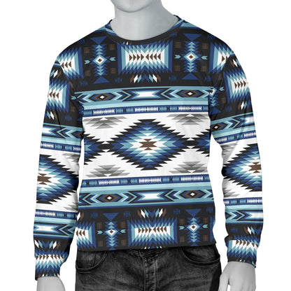 Navajo Dark Blue Print Pattern Men Long Sleeve Sweatshirt