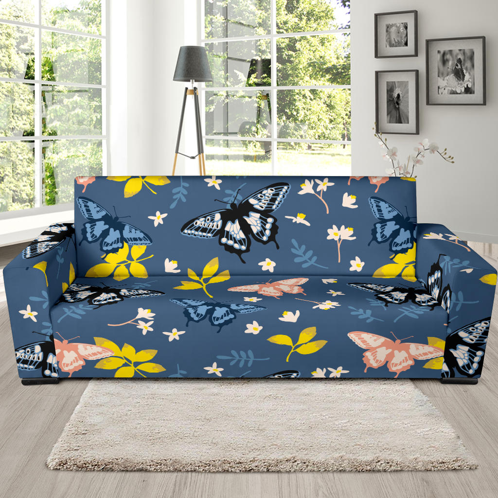 Monarch Butterfly Pattern Print Design 02 Sofa Slipcover