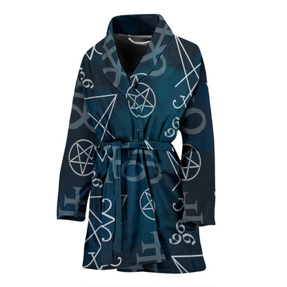 Pentagram Pattern Print Design A03 Women Bathrobe