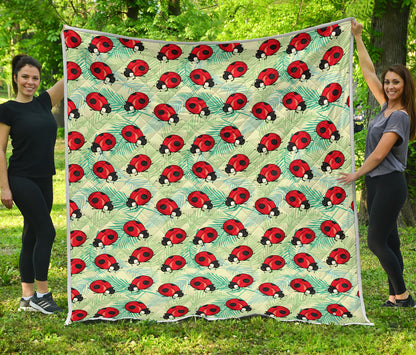 Ladybug Cute Print Pattern Quilt Bedspread