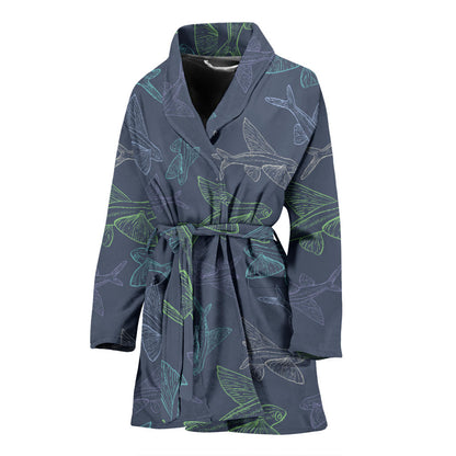 Flying Fish Pattern Print Design 02 Women Bathrobe