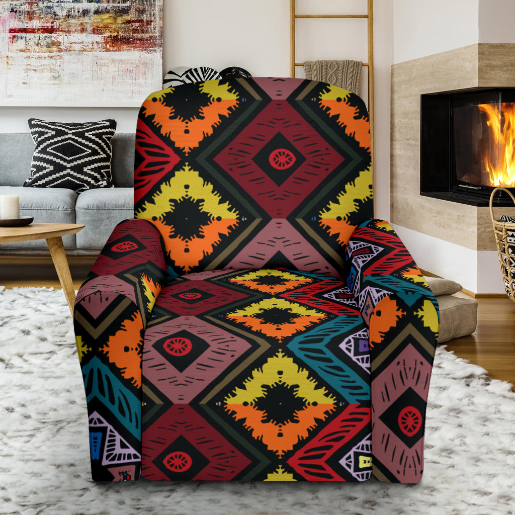 African Pattern Print Design 08 Recliner Slipcover with Pocket