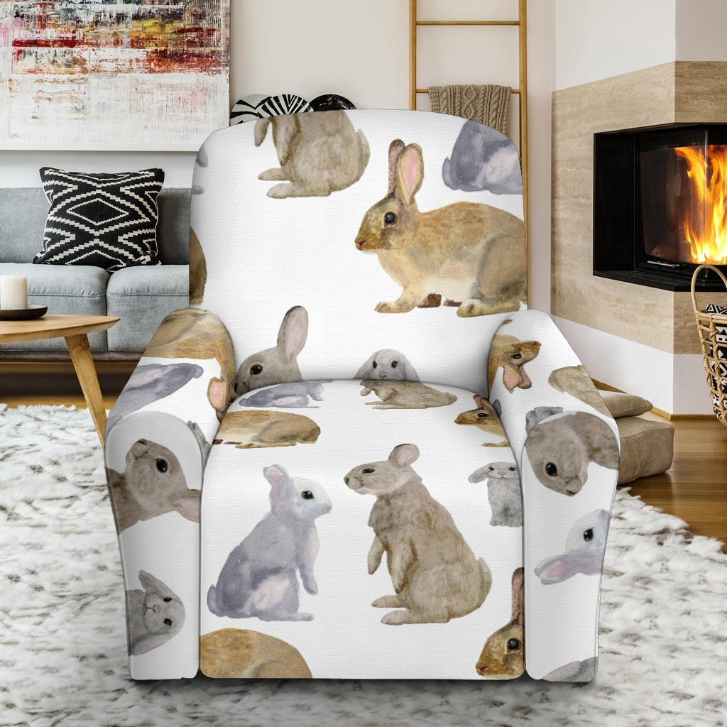 Rabbit Pattern Print Design 02 Recliner Slipcover with Pocket
