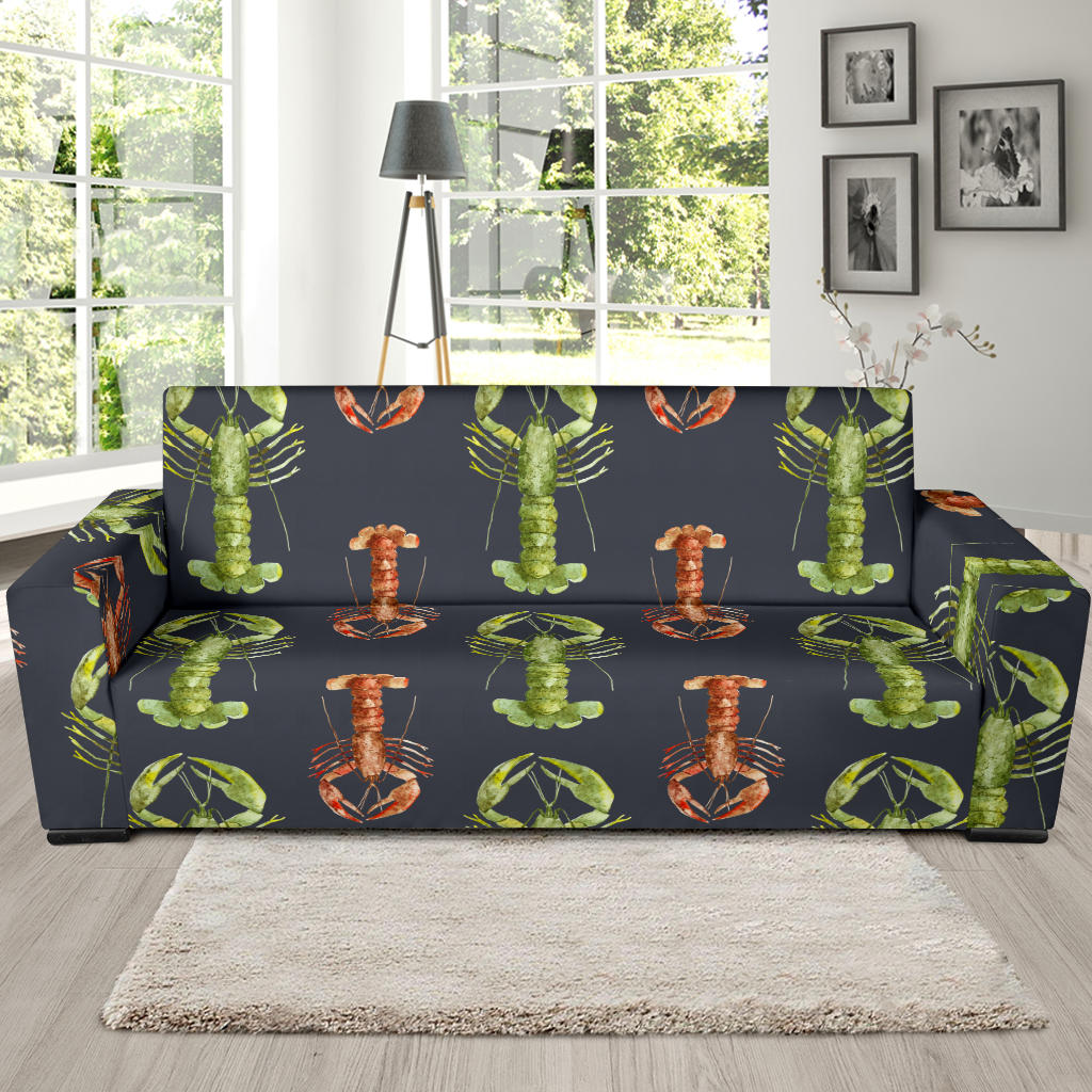 Lobster Pattern Print Design 01 Sofa Slipcover