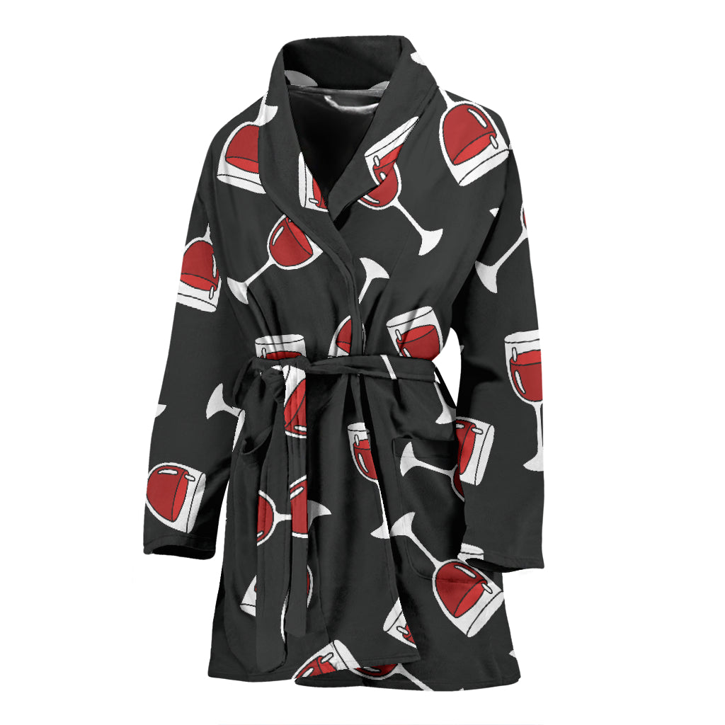 Wine Glass Print Design LKS303 Women Bathrobe
