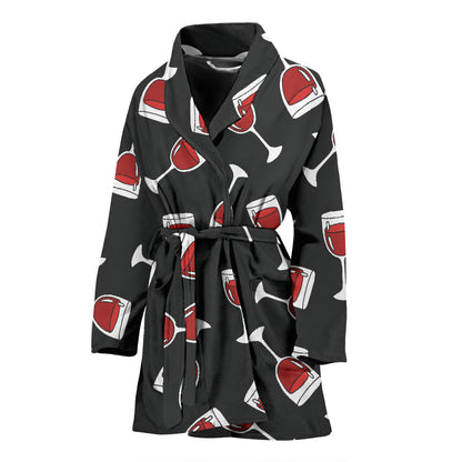 Wine Glass Print Design LKS303 Women Bathrobe