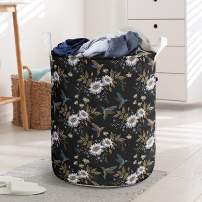 Hummingbird with Embroidery Themed Print Laundry Basket