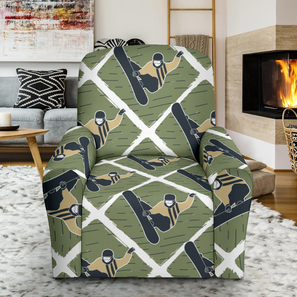 Snowboard Man Print Design LKS302 Recliner Slipcover with Pocket