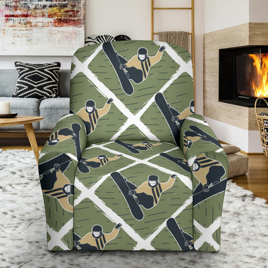Snowboard Man Print Design LKS302 Recliner Slipcover with Pocket