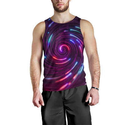 Vortex Twist Swirl Purple Neon Print Men Tank Top