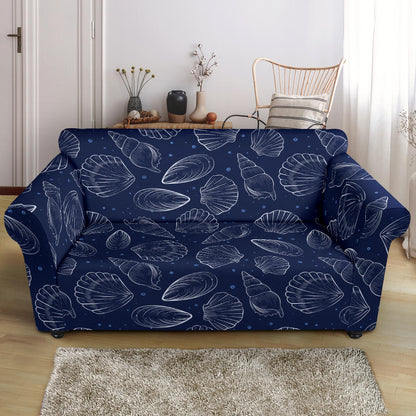 Seashell Print Design LKS3011 Loveseat Couch Slipcover