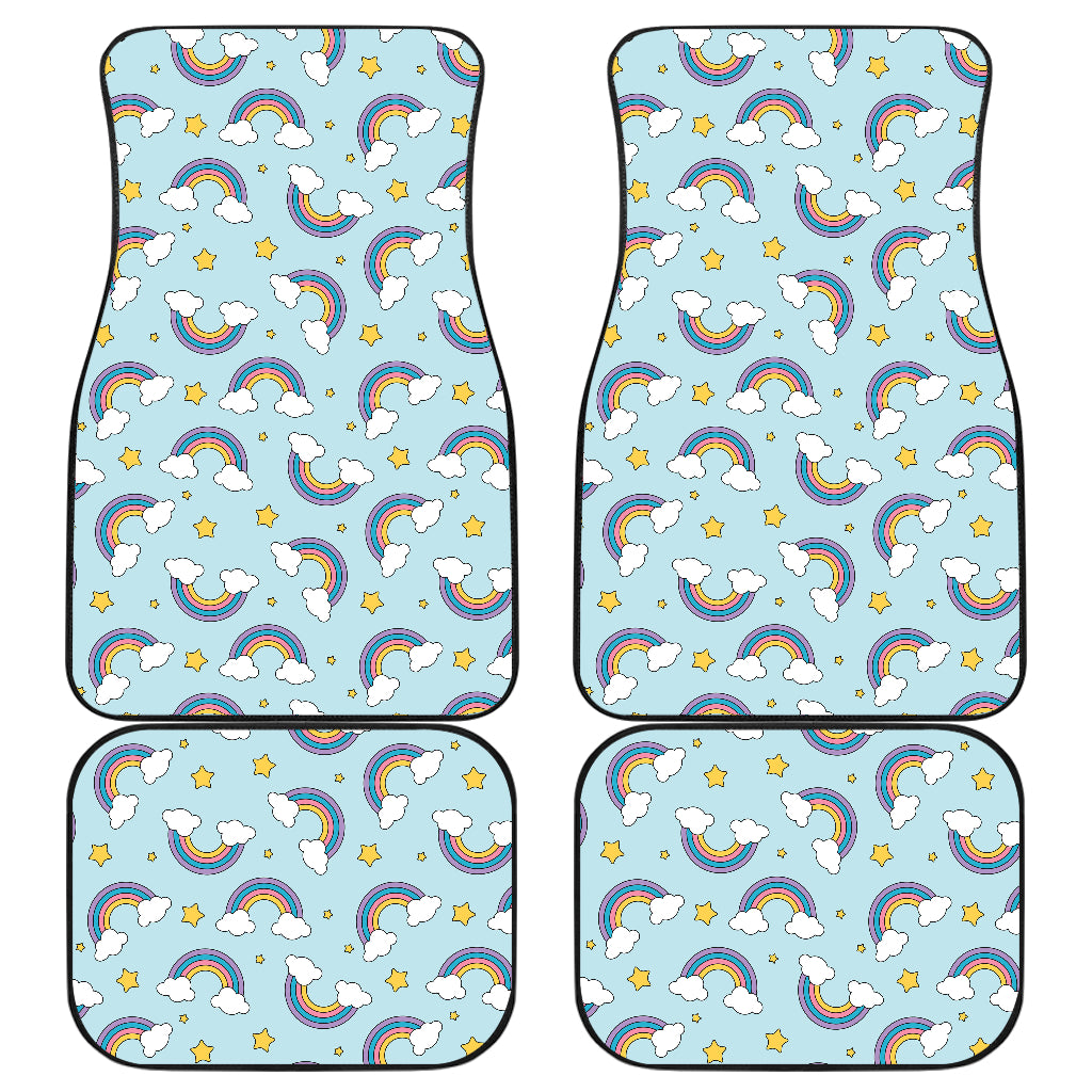 Rainbow Cloud Print Pattern Car Floor Mats Front Back