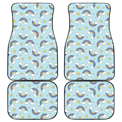 Rainbow Cloud Print Pattern Car Floor Mats Front Back