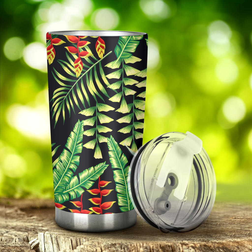 Hawaiian Flower Tropical Palm Leaves Tumbler
