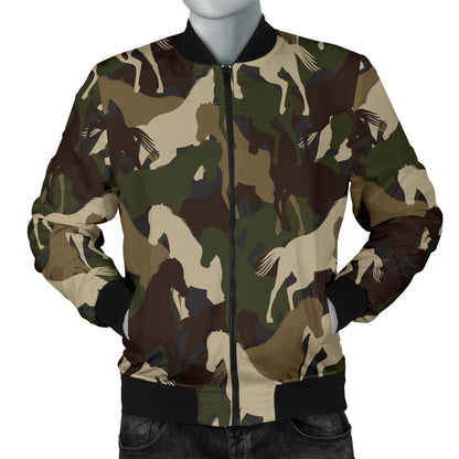 Horse Camo Themed Design Print Men Bomber Jacket