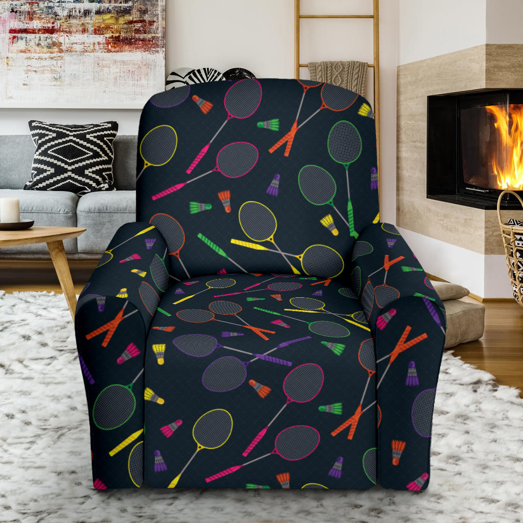 Badminton Pattern Print Design 04 Recliner Slipcover with Pocket