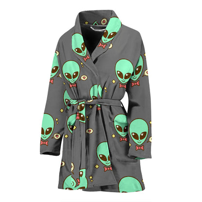 Alien Pattern Print Design 02 Women Bathrobe