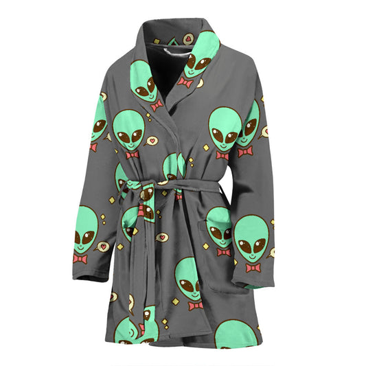 Alien Pattern Print Design 02 Women Bathrobe