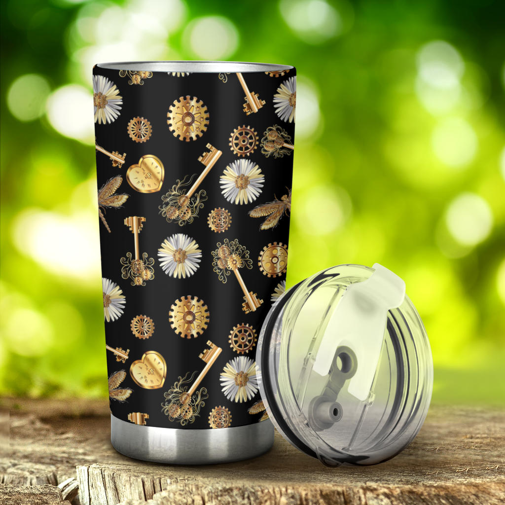 Steampunk Dragonfly Design Themed Print Tumbler