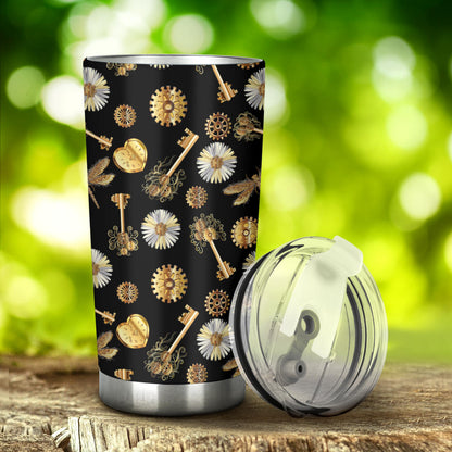 Steampunk Dragonfly Design Themed Print Tumbler