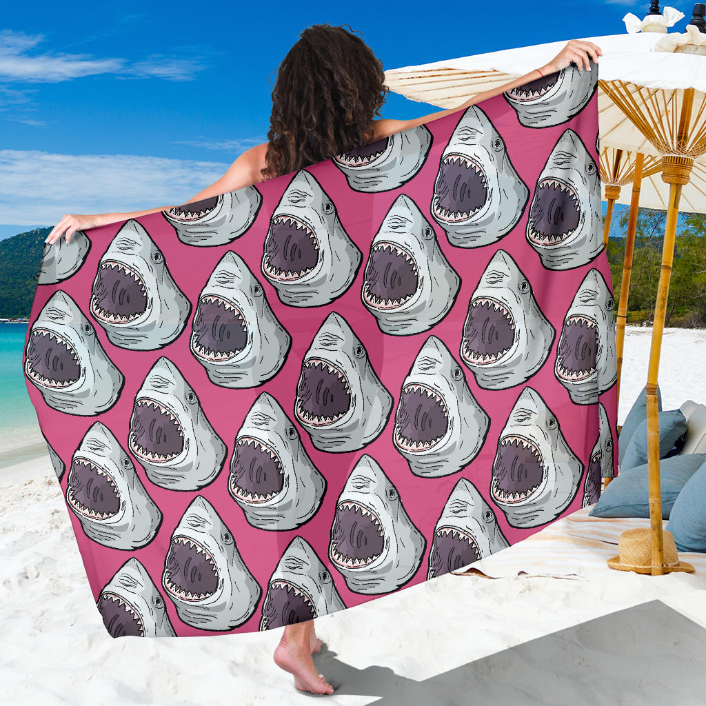 Great White Shark Pattern Print Design 01 Sarong Pareo Wrap