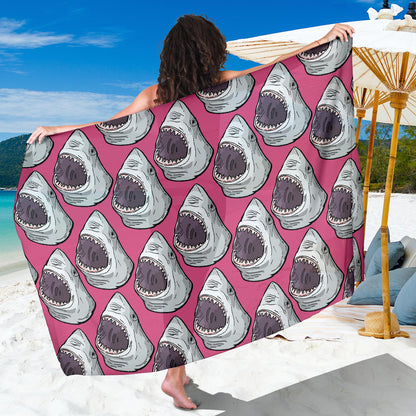 Great White Shark Pattern Print Design 01 Sarong Pareo Wrap