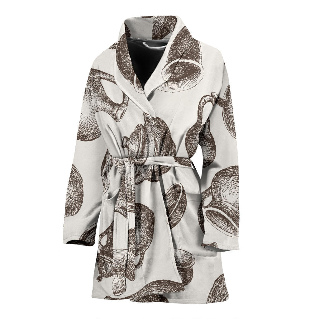 Pottery Pattern Print Design A01 Women Bathrobe