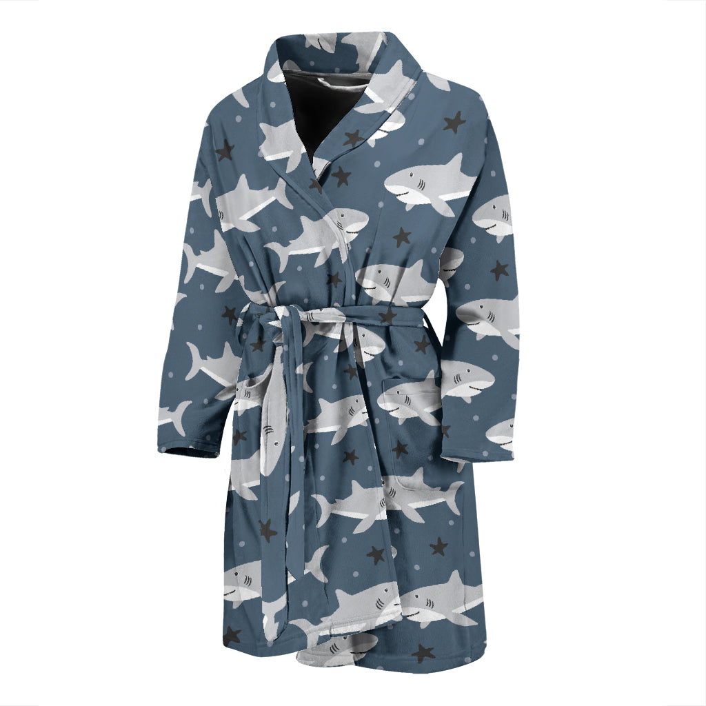 Shark Print Design LKS305 Men Bathrobe