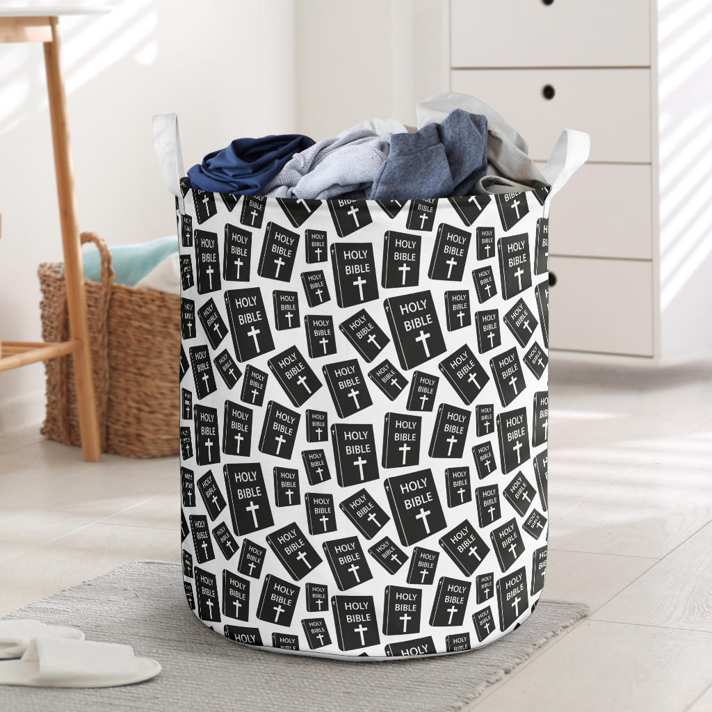 Christian Holy Bible Book Pattern Laundry Basket