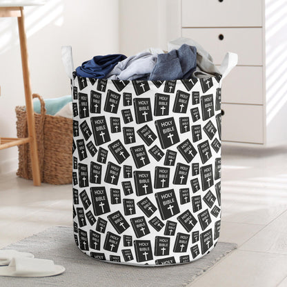 Christian Holy Bible Book Pattern Laundry Basket
