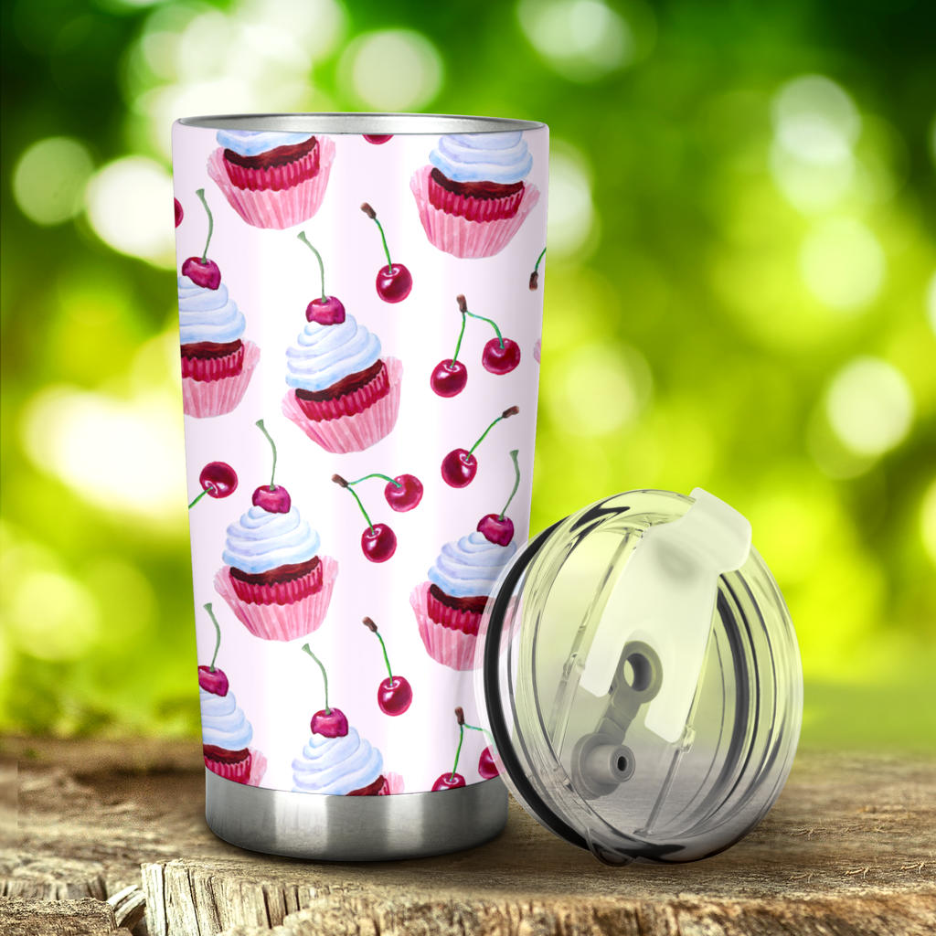 Cherry Cupcake Pink Pattern Tumbler