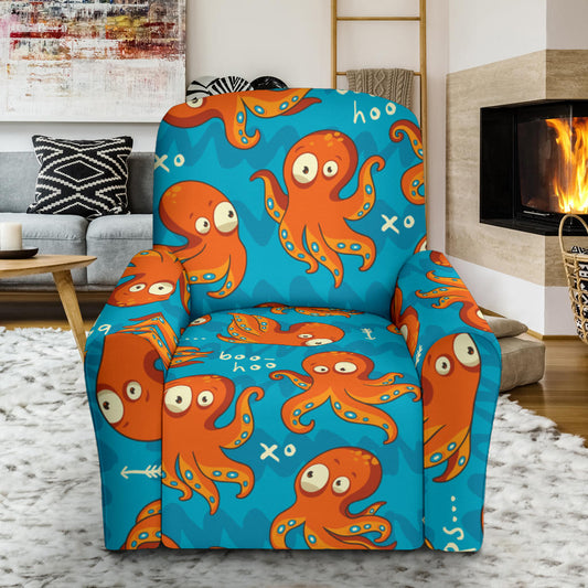 Octopus Pattern Print Design A02 Recliner Slipcover with Pocket