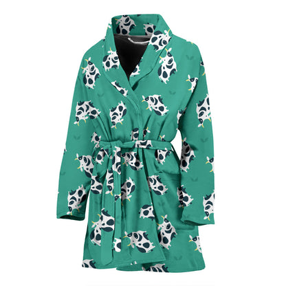 Cow Pattern Print Design 03 Women Bathrobe