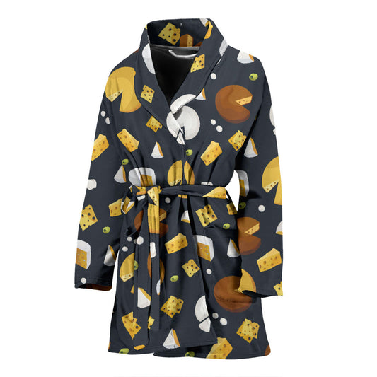 Cheese Pattern Print Design 03 Women Bathrobe