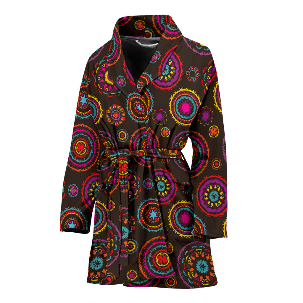 Bohemian Pattern Print Design 01 Women Bathrobe