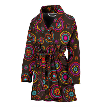 Bohemian Pattern Print Design 01 Women Bathrobe