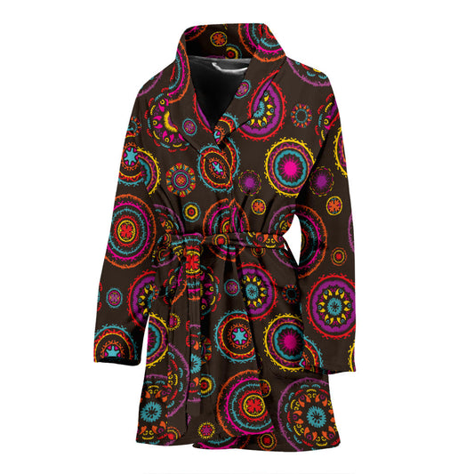 Bohemian Pattern Print Design 01 Women Bathrobe