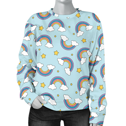 Rainbow Cloud Print Pattern Women Long Sleeve Sweatshirt