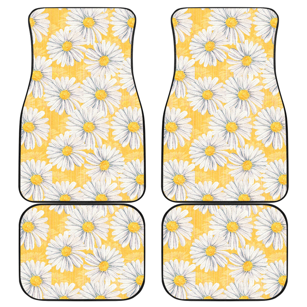 Daisy Yellow Watercolor Print Pattern Car Floor Mats Front Back