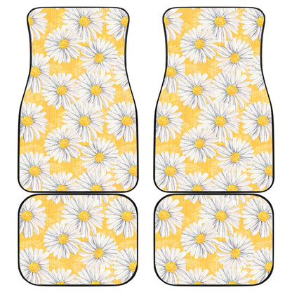 Daisy Yellow Watercolor Print Pattern Car Floor Mats Front Back