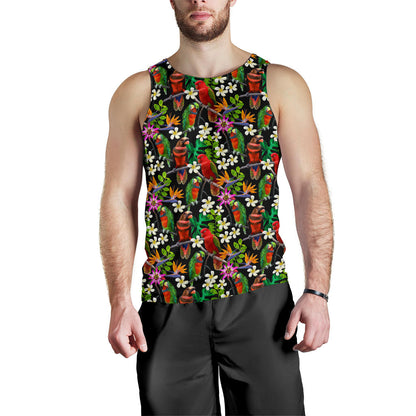 Parrot Design Print Men Tank Top