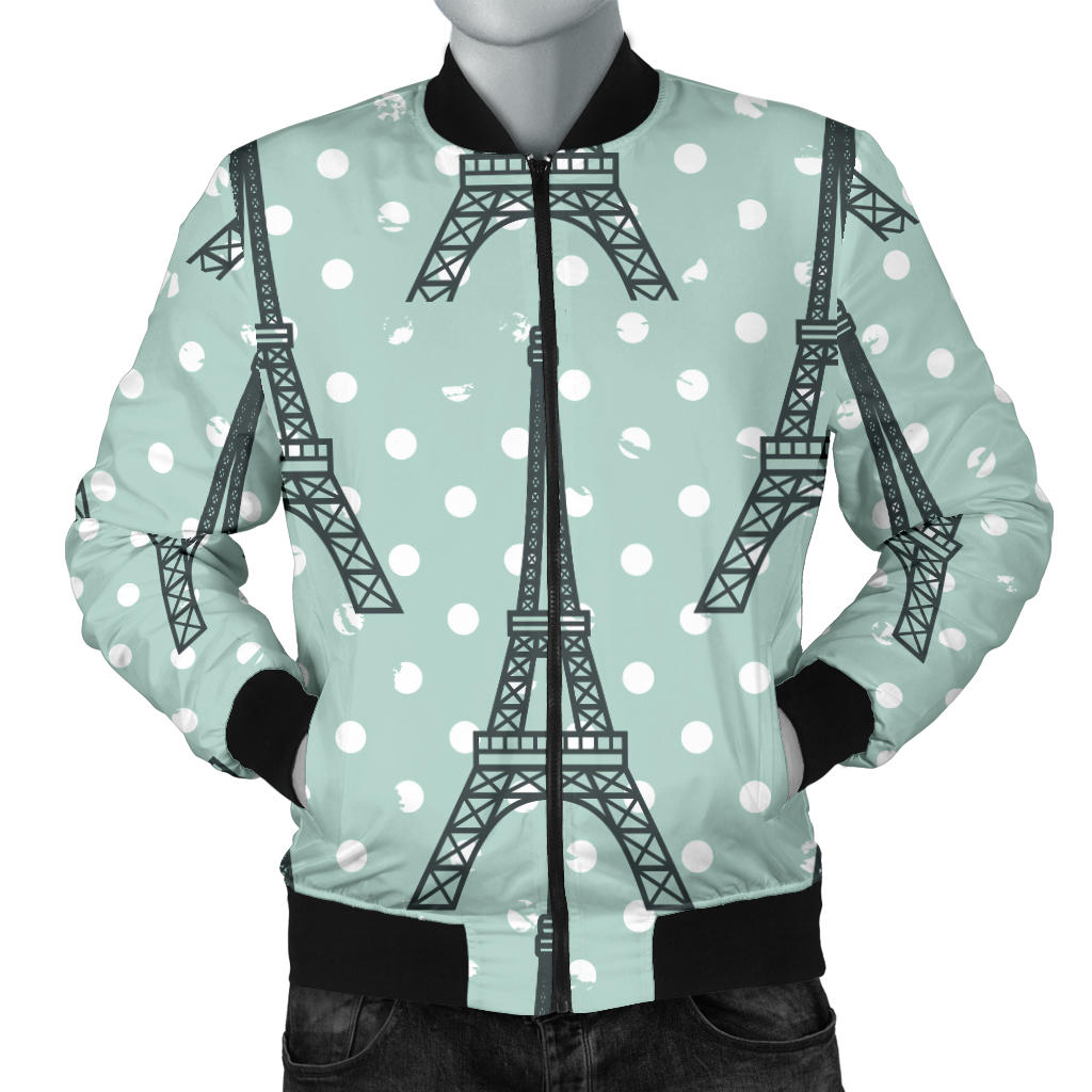Eiffel Tower Polka Dot Print Men Bomber Jacket