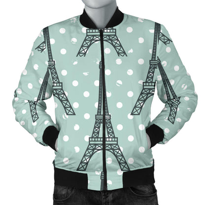 Eiffel Tower Polka Dot Print Men Bomber Jacket